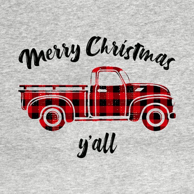 Merry Christmas Y'all Southern Buffalo Plaid Truck by charlescheshire